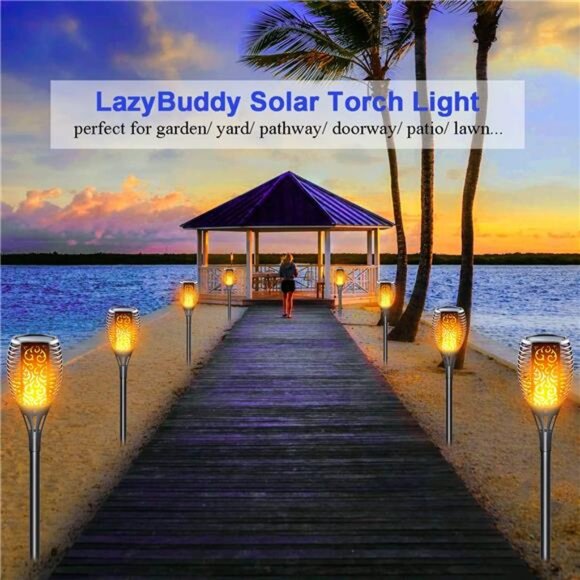 Solar Torch Light with Flickering Flame, Fire Effect Solar Garden Lights - Picture 5 of 7